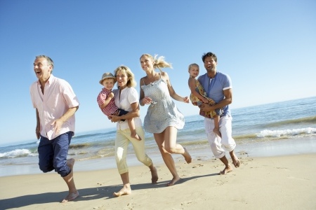 family-on-beach